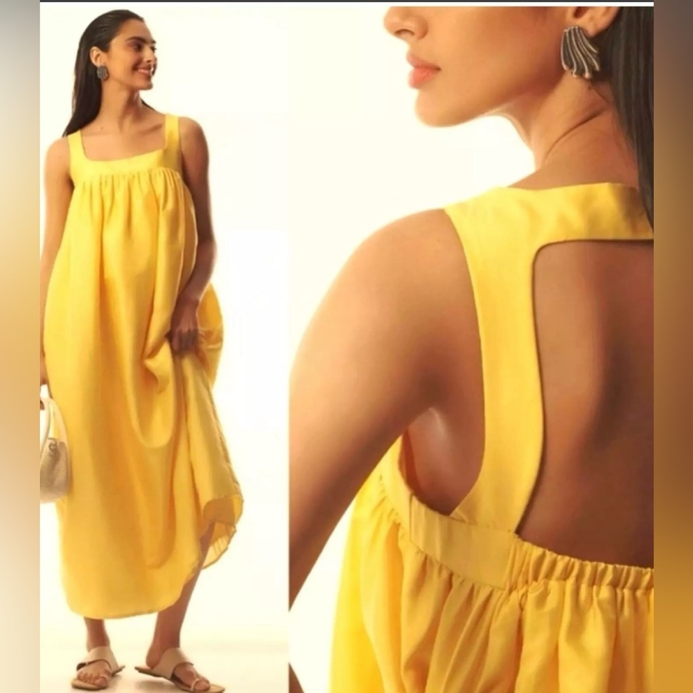 ANTHROPOLOGIE PINNACLE SHRUTI SANCHETI SQUARE NECK BABYDOLL MAXI DRESS S/XXS NWT